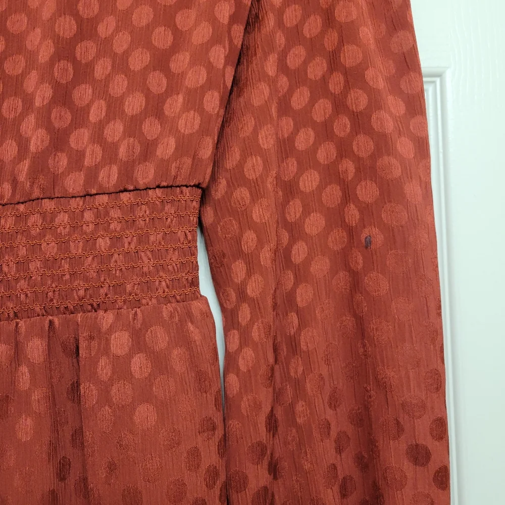 Women's Max Studio Burnt Orange Long Sleeve Flowy Blouse, Size Large - Picture 15 of 16